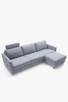 Ecksofa rechts mit Bettfunktion und Matratze, grau